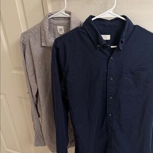 GAP Men's Deep Blue Casual Button Down Shirt and Grey button down shirt